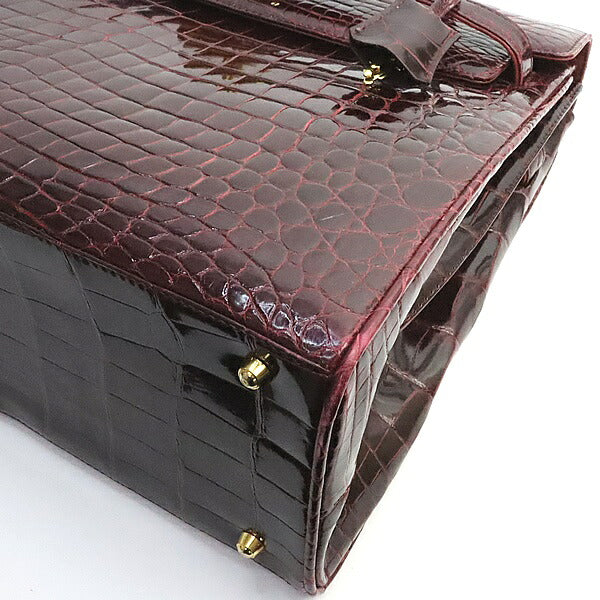 Luxury Real Crocodile Handbag Bordeaux GHW Size ONE SIZE