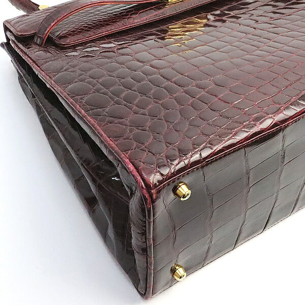 Luxury Real Crocodile Handbag Bordeaux GHW Size ONE SIZE