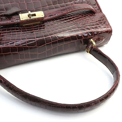 Luxury Real Crocodile Handbag Bordeaux GHW Size ONE SIZE