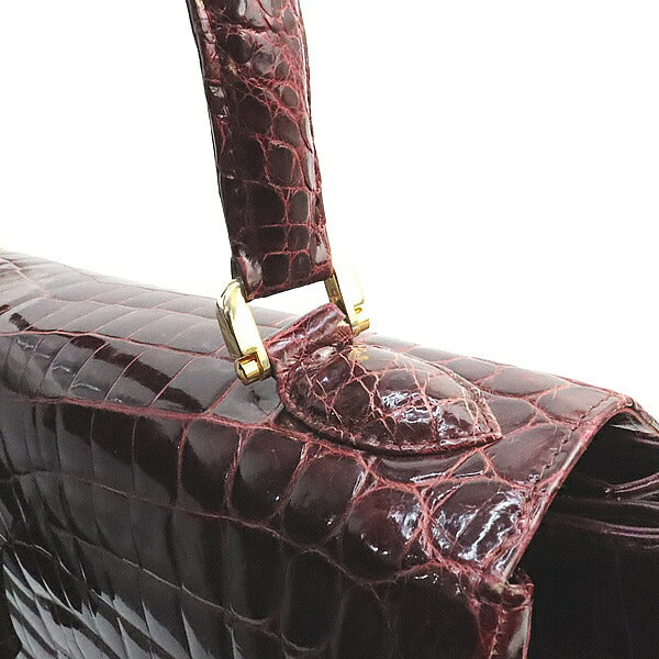 Luxury Real Crocodile Handbag Bordeaux GHW Size ONE SIZE