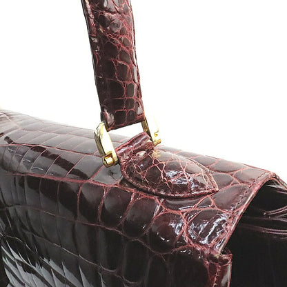 Luxury Real Crocodile Handbag Bordeaux GHW Size ONE SIZE