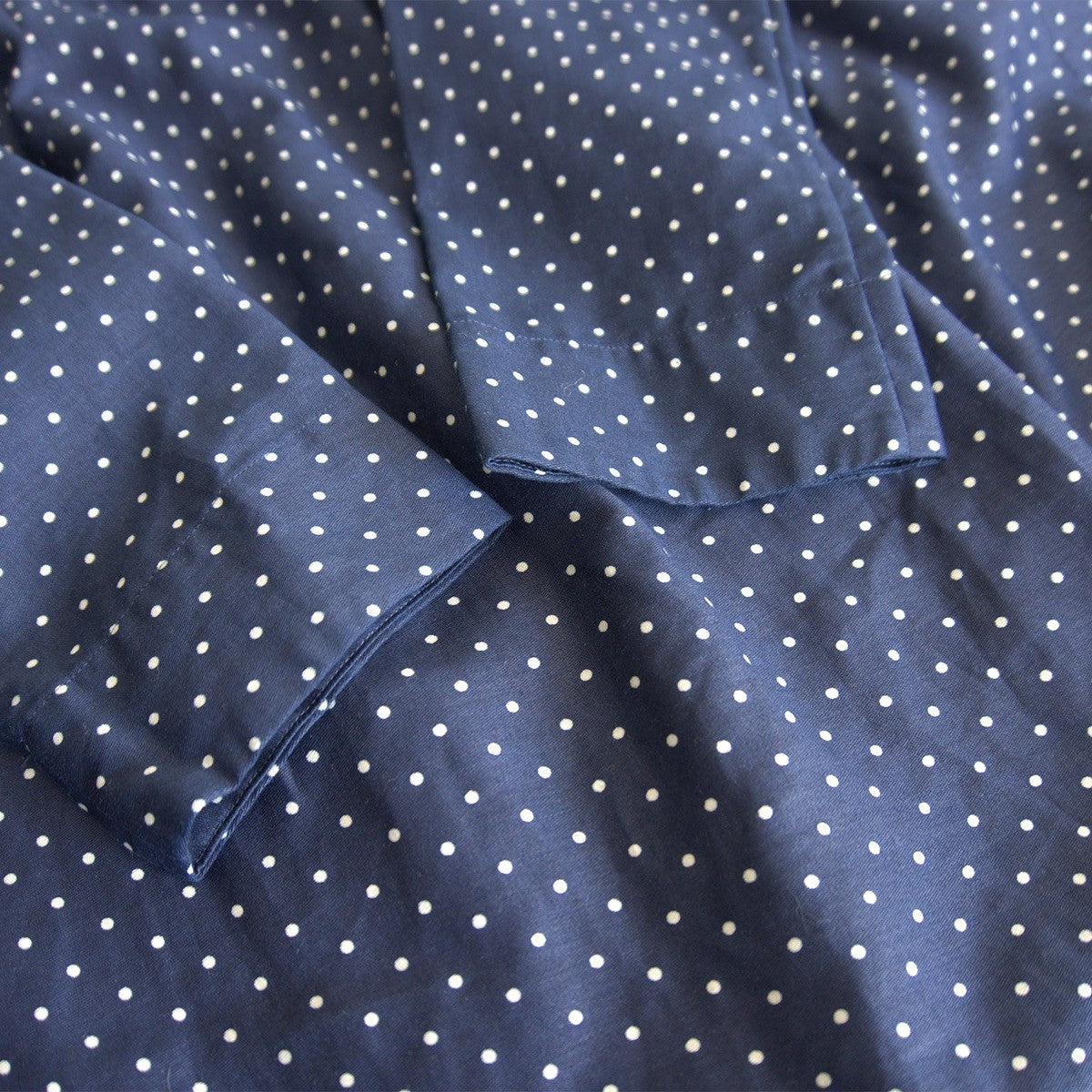 45R Lapis Indigo Dot Print Cotton Smock Dress Size ONE SIZE