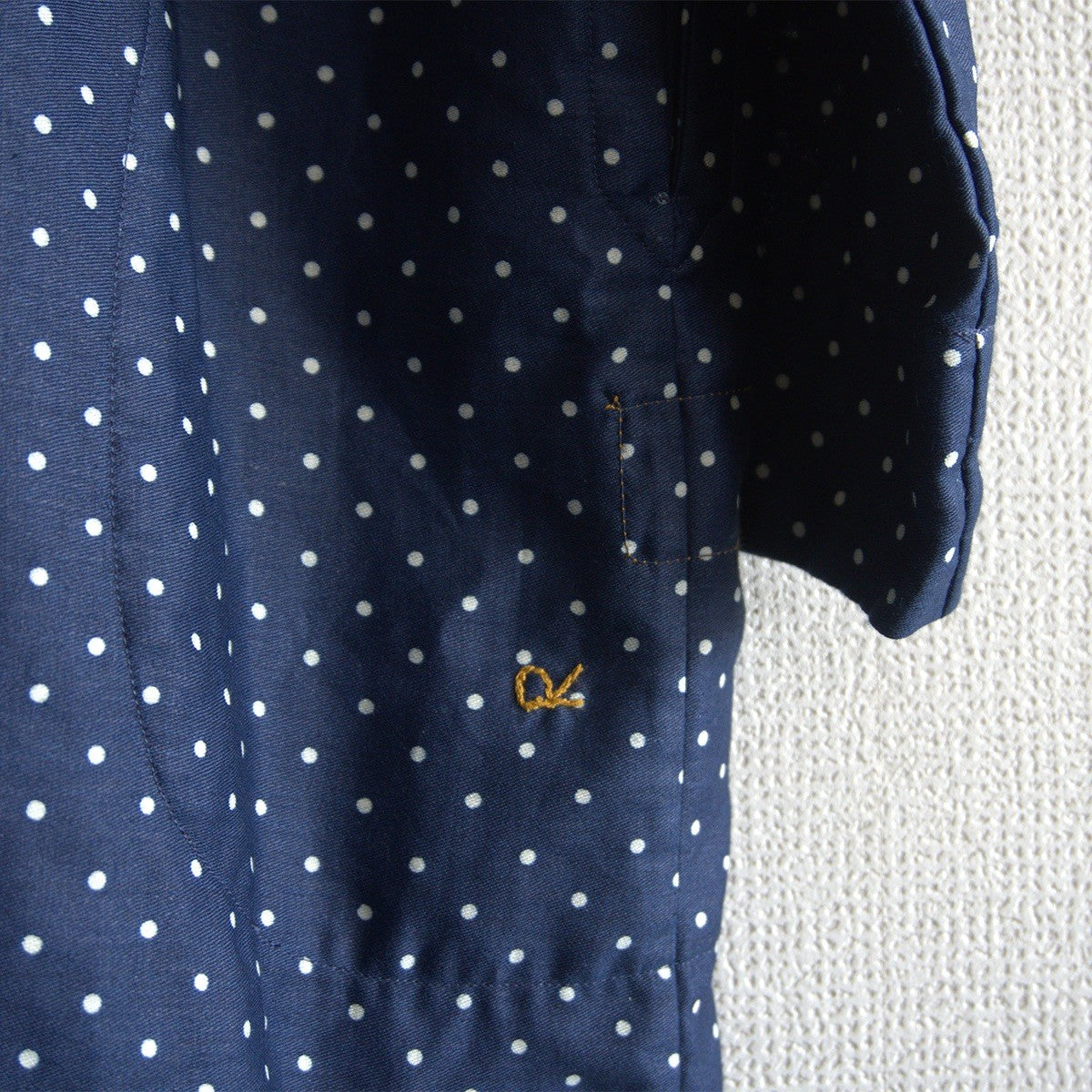 45R Lapis Indigo Dot Print Cotton Smock Dress Size ONE SIZE