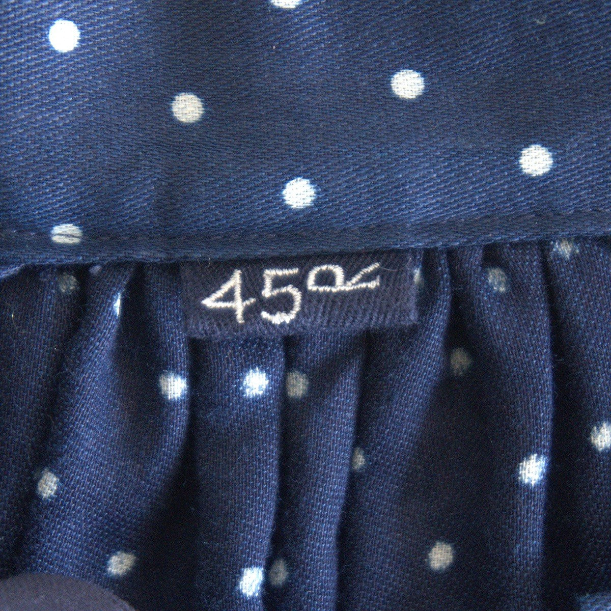 45R Lapis Indigo Dot Print Cotton Smock Dress Size ONE SIZE