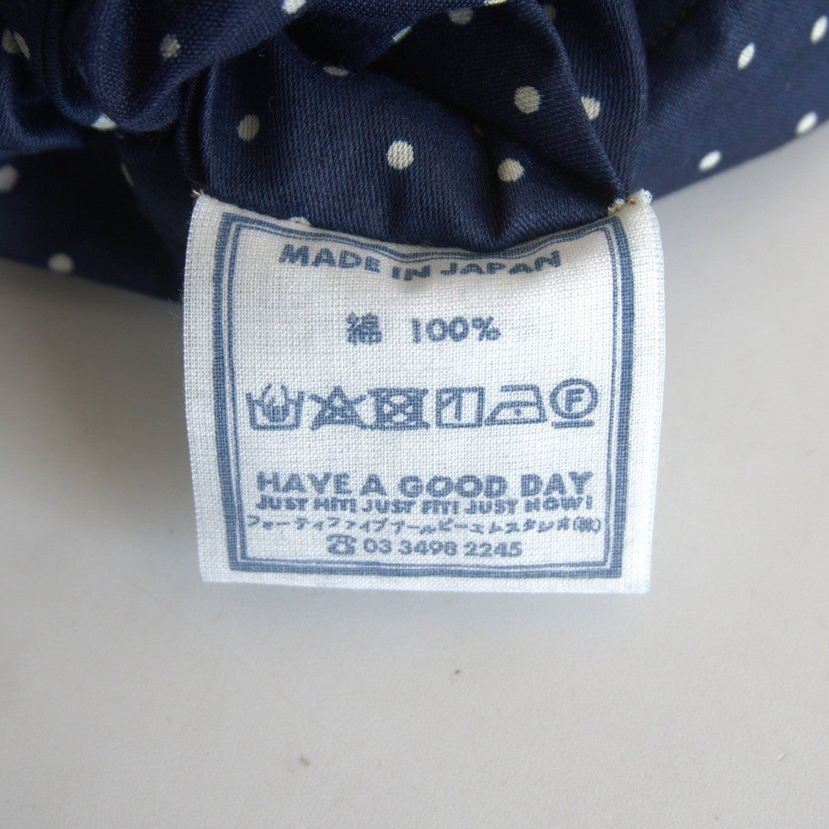 45R Lapis Indigo Dot Print Cotton Smock Dress Size ONE SIZE