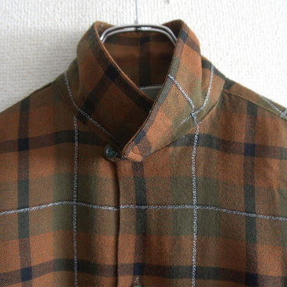 60s Vintage shirt 60s Plaid camp shirt Brown Size M