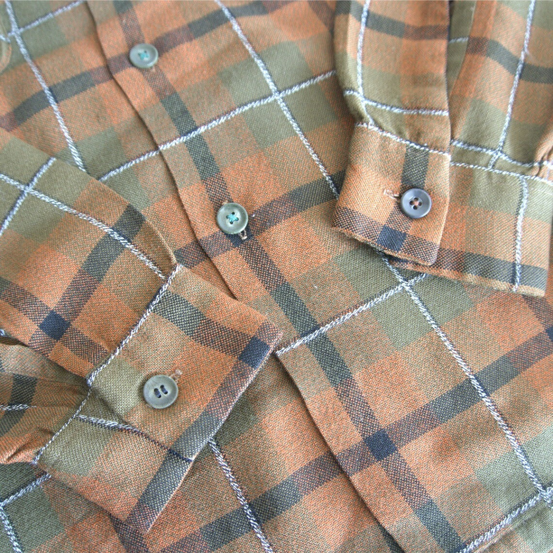60s Vintage shirt 60s Plaid camp shirt Brown Size M