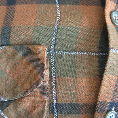 60s Vintage shirt 60s Plaid camp shirt Brown Size M