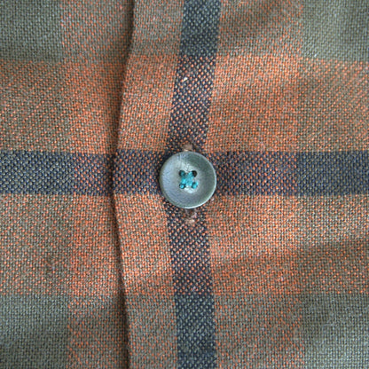 60s Vintage shirt 60s Plaid camp shirt Brown Size M