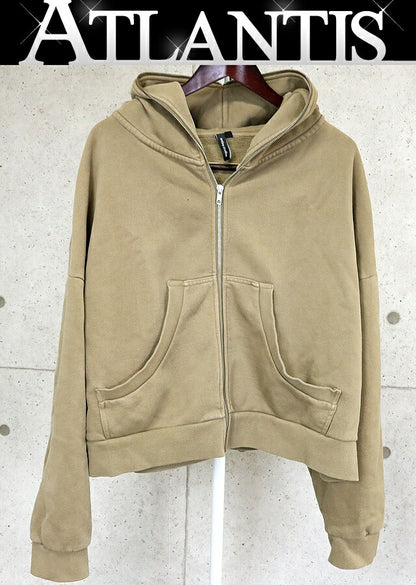entire studios Cotton Zip-Up Hoodie Khaki Green Size S