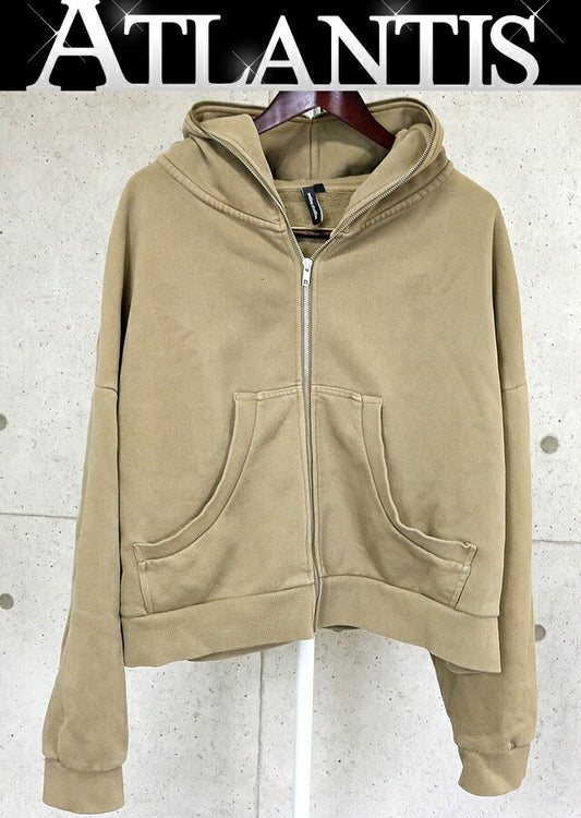 entire studios Cotton Zip-Up Hoodie Khaki Green Size S