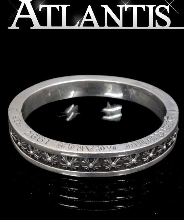 CHROME HEARTS Narrow V-Band CHX Silver Bangle Size ONE SIZE