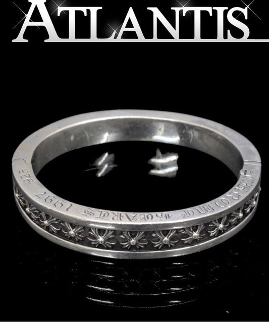 CHROME HEARTS Narrow V-Band CHX Silver Bangle Size ONE SIZE