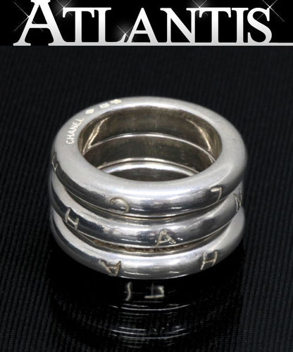 CHANEL Logo Triple Sterling Silver Ring Size ONE SIZE