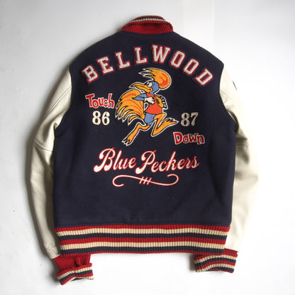 Whitesville Embellished Leather Varsity Jacket Size 40