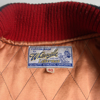 Whitesville Embellished Leather Varsity Jacket Size 40