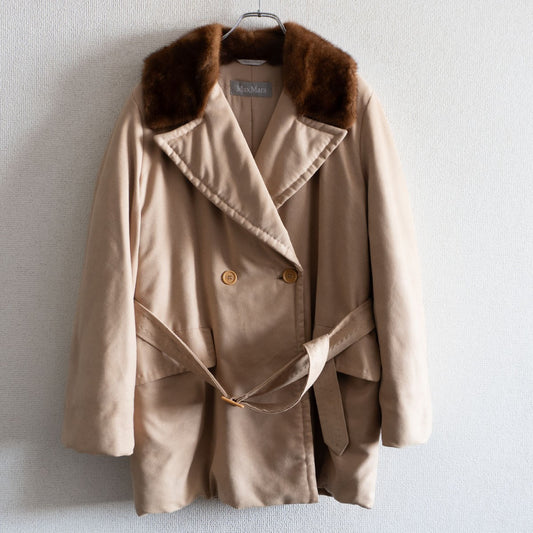 MAX MARA Padded Faux Fur Faux Suede Coat Size XXS