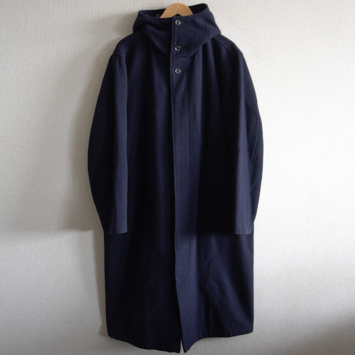 YOHJI YAMAMOTO POUR HOMME Hooded Beaver Coat Blue Size 2