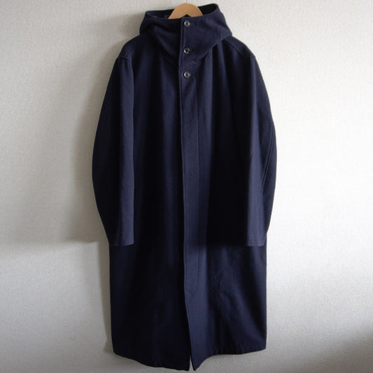 YOHJI YAMAMOTO POUR HOMME Hooded Beaver Coat Blue Size 2