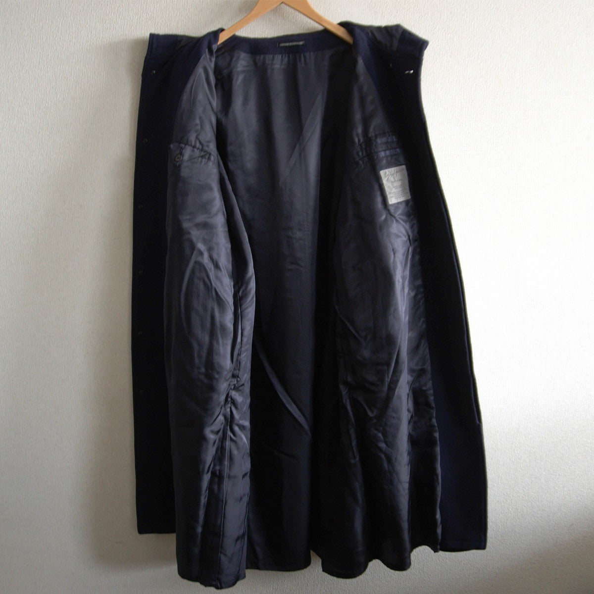 YOHJI YAMAMOTO POUR HOMME Hooded Beaver Coat Blue Size 2