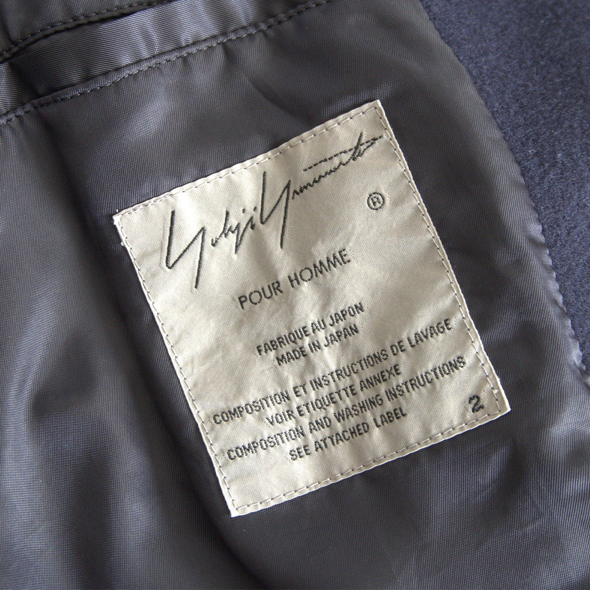 YOHJI YAMAMOTO POUR HOMME Hooded Beaver Coat Blue Size 2