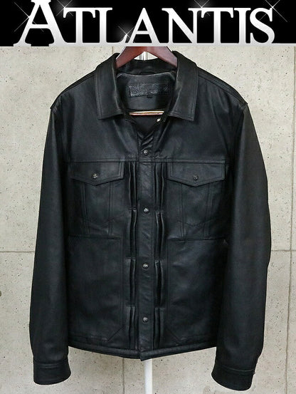 CHROME HEARTS WHIPLASH Horsehide Leather Jacket Black Size M