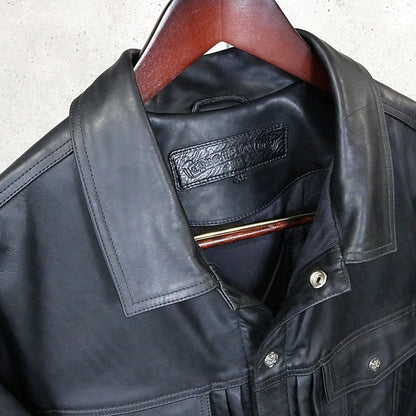 CHROME HEARTS WHIPLASH Horsehide Leather Jacket Black Size M