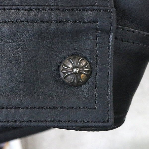 CHROME HEARTS WHIPLASH Horsehide Leather Jacket Black Size M