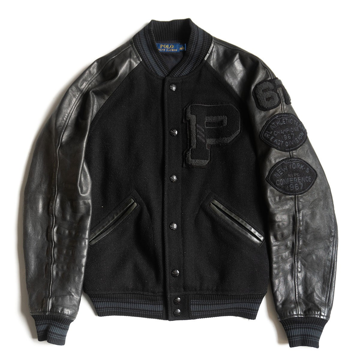 POLO RALPH LAUREN Leather Sleeve Varsity Jacket Size S