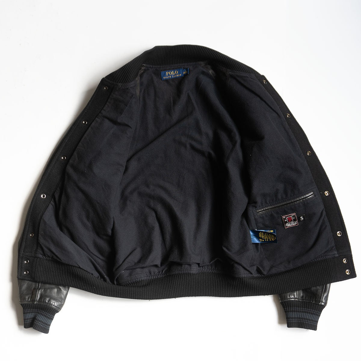 POLO RALPH LAUREN Leather Sleeve Varsity Jacket Size S
