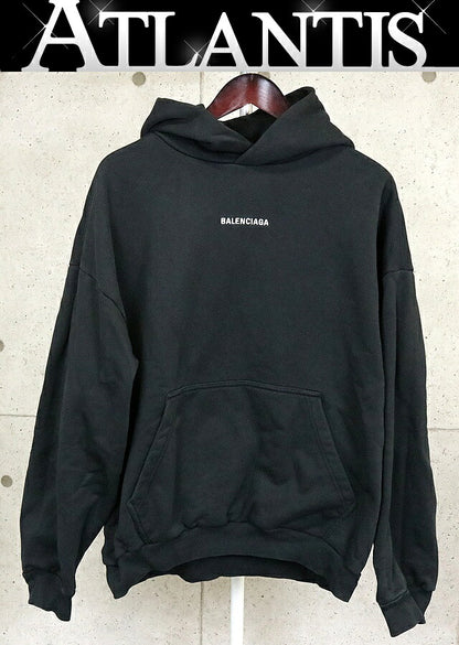 BALENCIAGA 25AW Logo Cotton Hoodie Black Size L