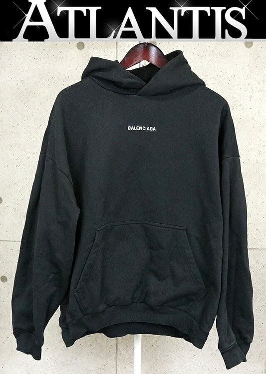 BALENCIAGA 25AW Logo Cotton Hoodie Black Size L