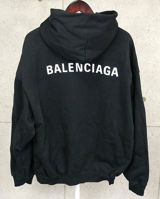 BALENCIAGA 25AW Logo Cotton Hoodie Black Size L