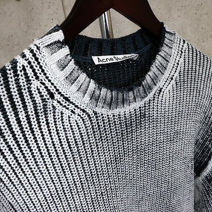 Acne Studios 25AW Cotton Knit Sweater White/Black Size S