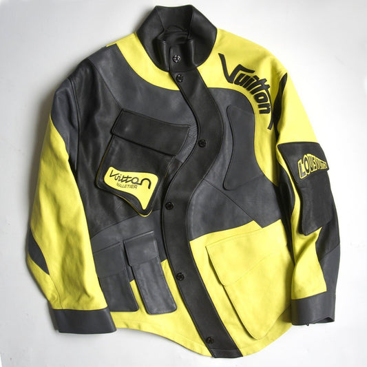 Louis Vuitton Leather Motorcycle Jacket Size 48