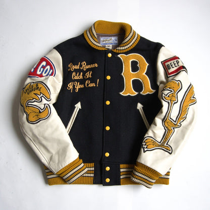 Whitesville x LOONEY TUNES Leather-Sleeve Varsity Jacket Size 38