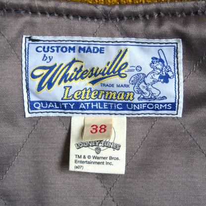 Whitesville x LOONEY TUNES Leather-Sleeve Varsity Jacket Size 38