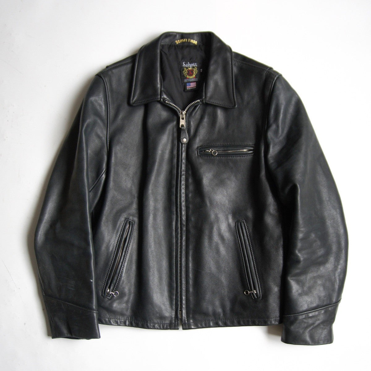 SCHOTT 103US Collared Single Rider Leather Jacket Size XS