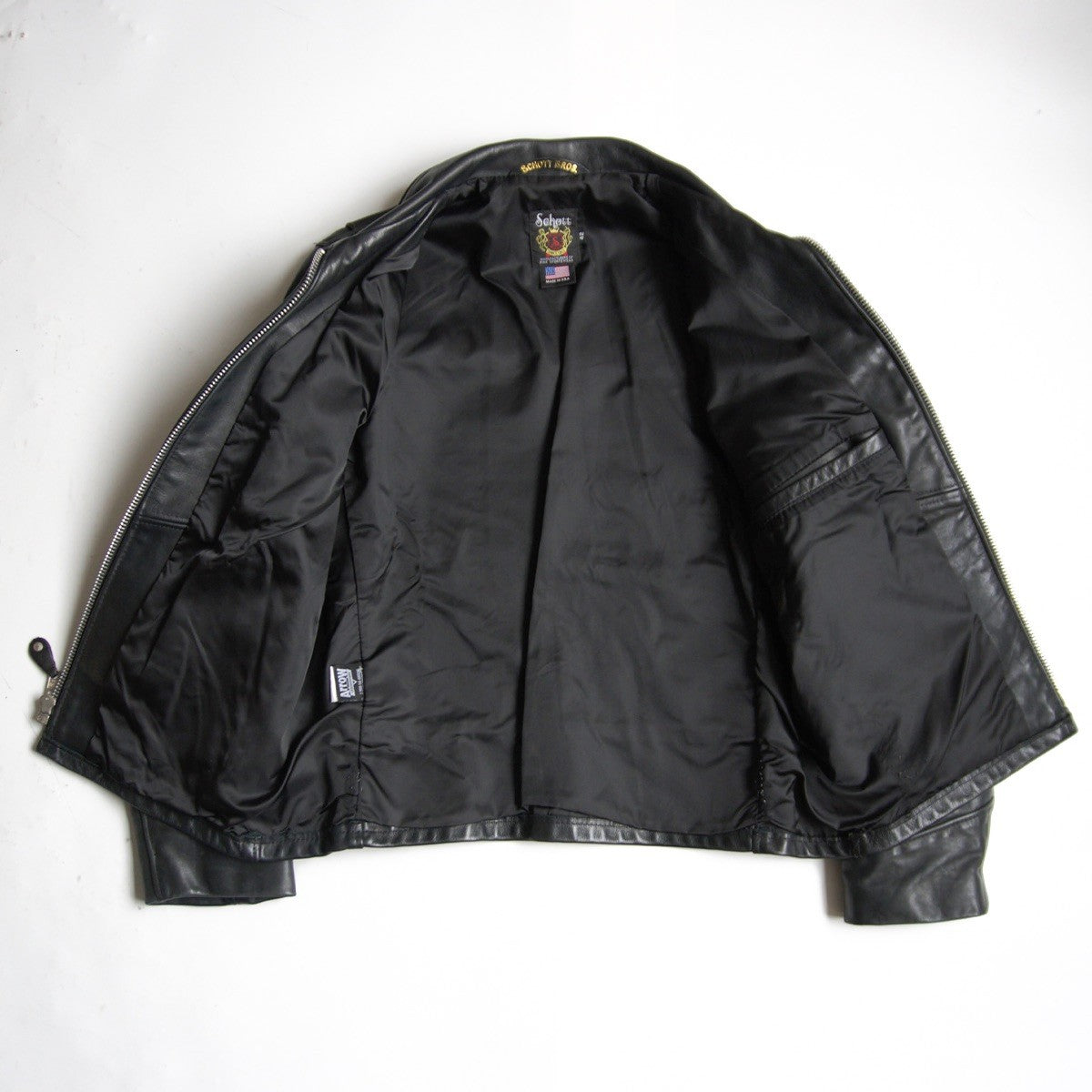 SCHOTT 103US Collared Single Rider Leather Jacket Size XS