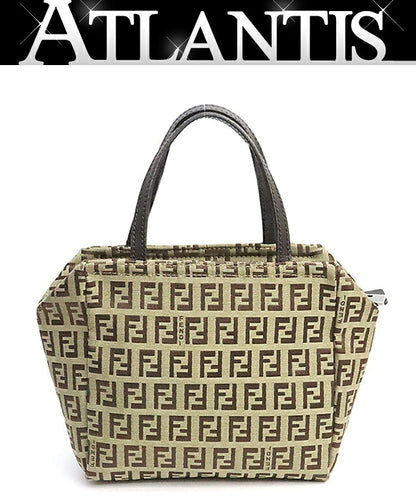 FENDI Zucchino Canvas Leather Mini Bag Brown Size ONE SIZE