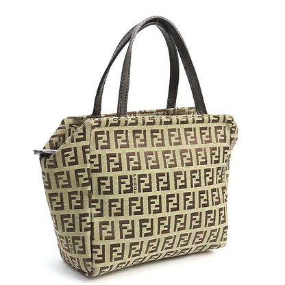 FENDI Zucchino Canvas Leather Mini Bag Brown Size ONE SIZE