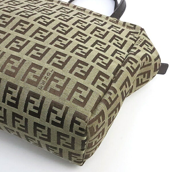 FENDI Zucchino Canvas Leather Mini Bag Brown Size ONE SIZE