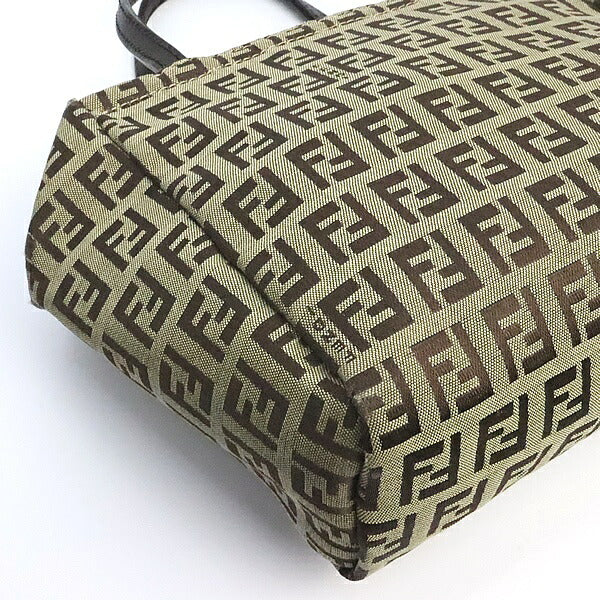 FENDI Zucchino Canvas Leather Mini Bag Brown Size ONE SIZE