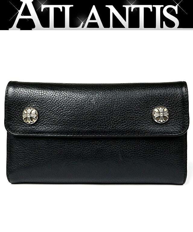 CHROME HEARTS Wave Wallet Cross Button Leather Size ONE SIZE
