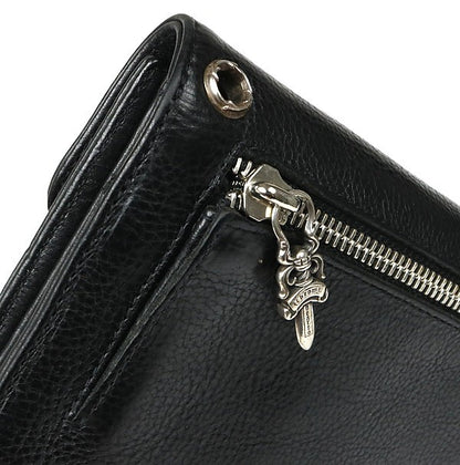 CHROME HEARTS Wave Wallet Cross Button Leather Size ONE SIZE