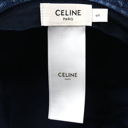 CELINE Logo Embroidered Denim Bucket Hat Blue Size S