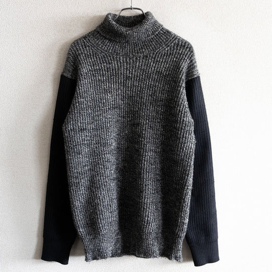 Comme des Garcons Junya Watanabe Paneled Sleeve Turtleneck Knit Sweater Size S