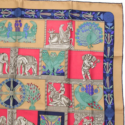 HERMES Carré 90 "TORANA" Silk Scarf Red Size ONE SIZE