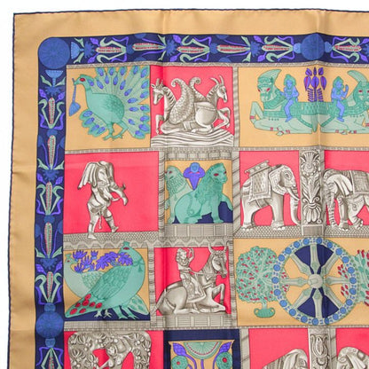 HERMES Carré 90 "TORANA" Silk Scarf Red Size ONE SIZE