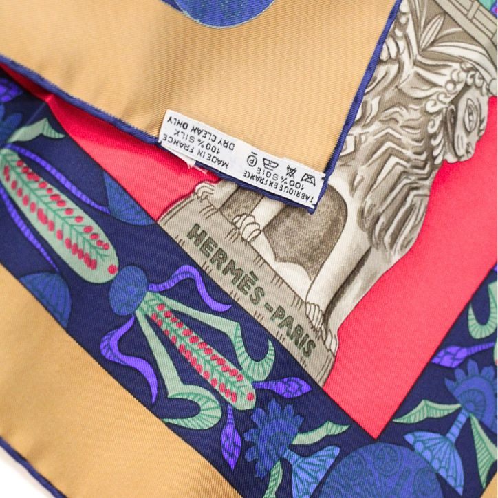 HERMES Carré 90 "TORANA" Silk Scarf Red Size ONE SIZE
